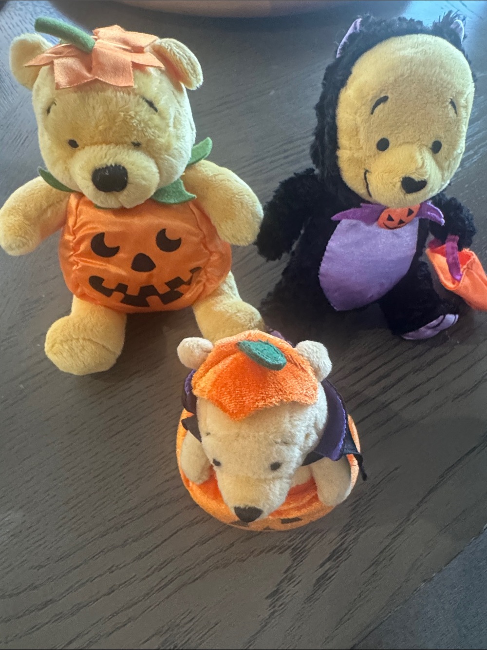 3 Halloween Pumpkin Plush Set - Orange & Purple